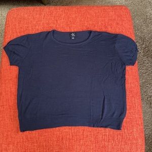 VTG 90’s CK Calvin Klein Navy Blue Silk Cropped Sweater